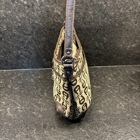 Vintage Etienne Aigner Logo Medium Hand Bag Pockets Canvas Leather Trim - Picture 5 of 8